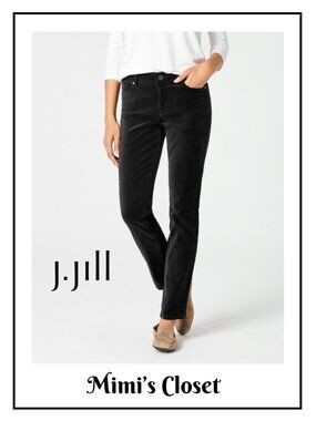 J.JILL Luxe Velveteen-Stretch High-Rise Ankle Jeans Black 14